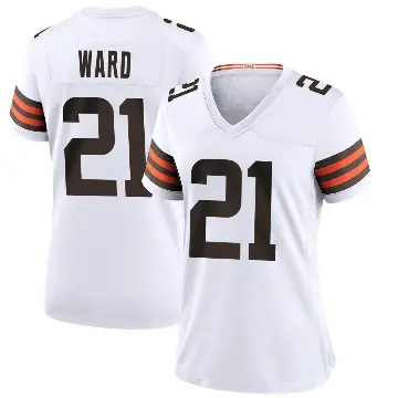 ＃21 Women's Denzel Ward White Game Cleveland Browns Jersey