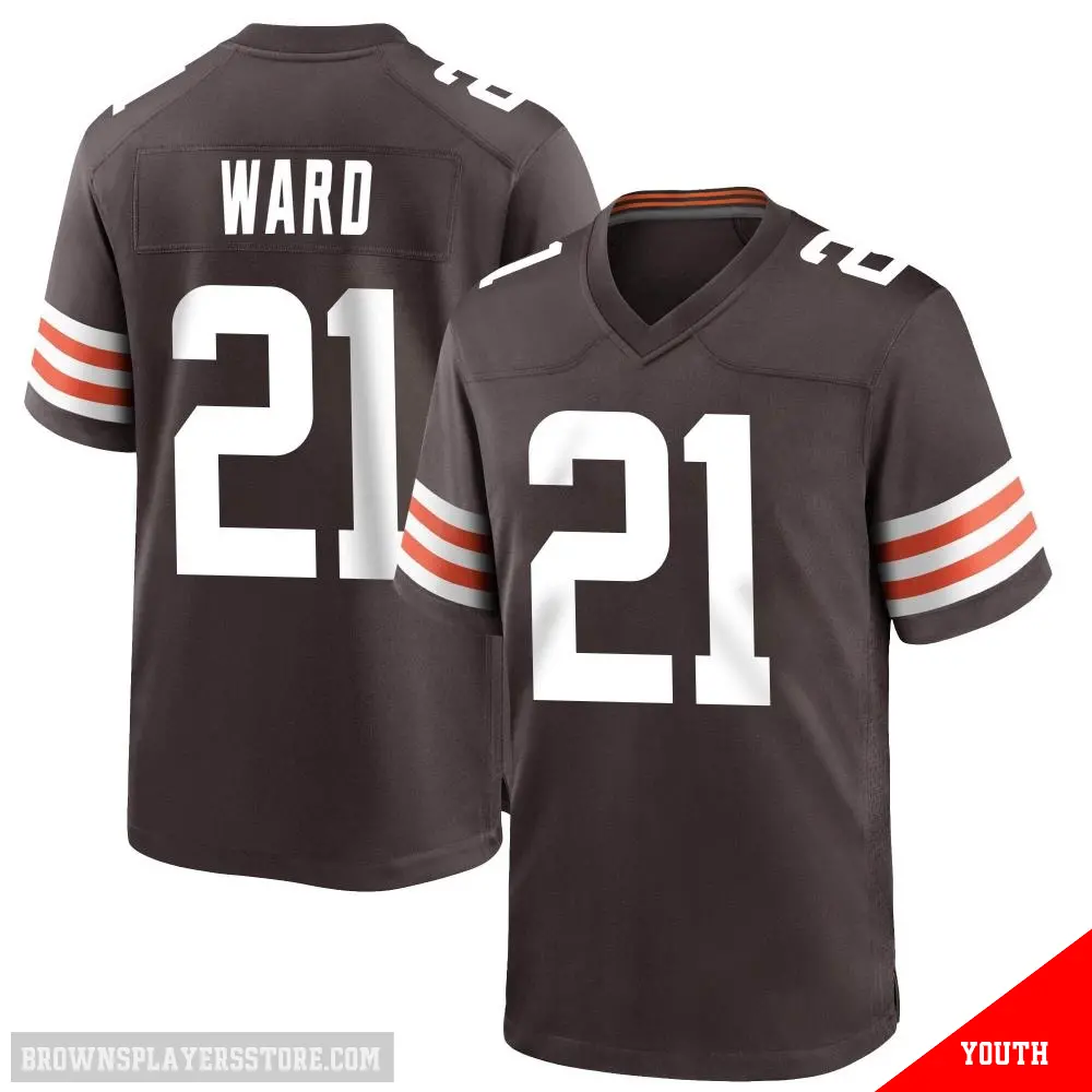 ＃21 Youth Denzel Ward Brown Game Cleveland Browns Team Color Jersey
