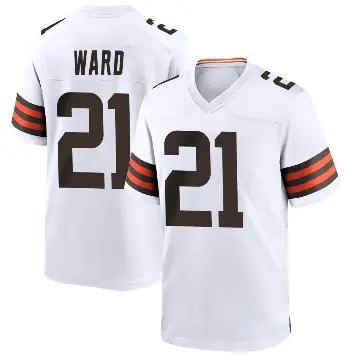 ＃21 Youth Denzel Ward White Game Cleveland Browns Jersey