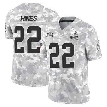 ＃22 Men's Nyheim Hines Arctic Camo Limited Cleveland Browns 2024 Salute to Service Jersey