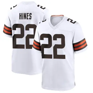 ＃22 Men's Nyheim Hines White Game Cleveland Browns Jersey