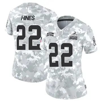 ＃22 Women's Nyheim Hines Arctic Camo Limited Cleveland Browns 2024 Salute to Service Jersey