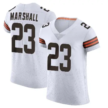 ＃23 Men's Ahmani Marshall White Elite Cleveland Browns Vapor Jersey