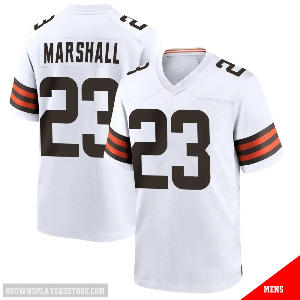 ＃23 Men's Ahmani Marshall White Game Cleveland Browns Jersey