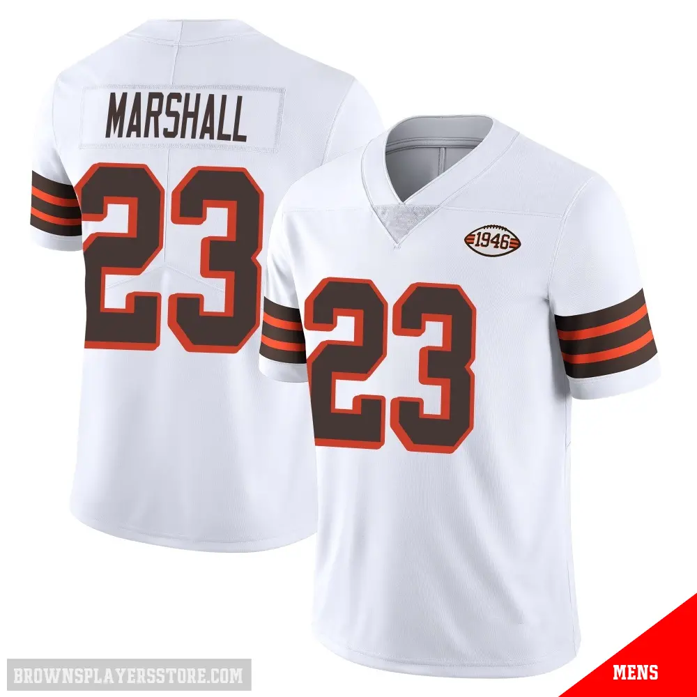 ＃23 Men's Ahmani Marshall White Limited Cleveland Browns Vapor 1946 Collection Alternate Jersey