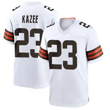 ＃23 Men's Damontae Kazee White Game Cleveland Browns Jersey