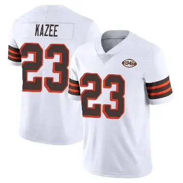 ＃23 Men's Damontae Kazee White Limited Cleveland Browns Vapor 1946 Collection Alternate Jersey