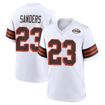 ＃23 Men's Raheim Sanders White Game Cleveland Browns 1946 Collection Alternate Jersey