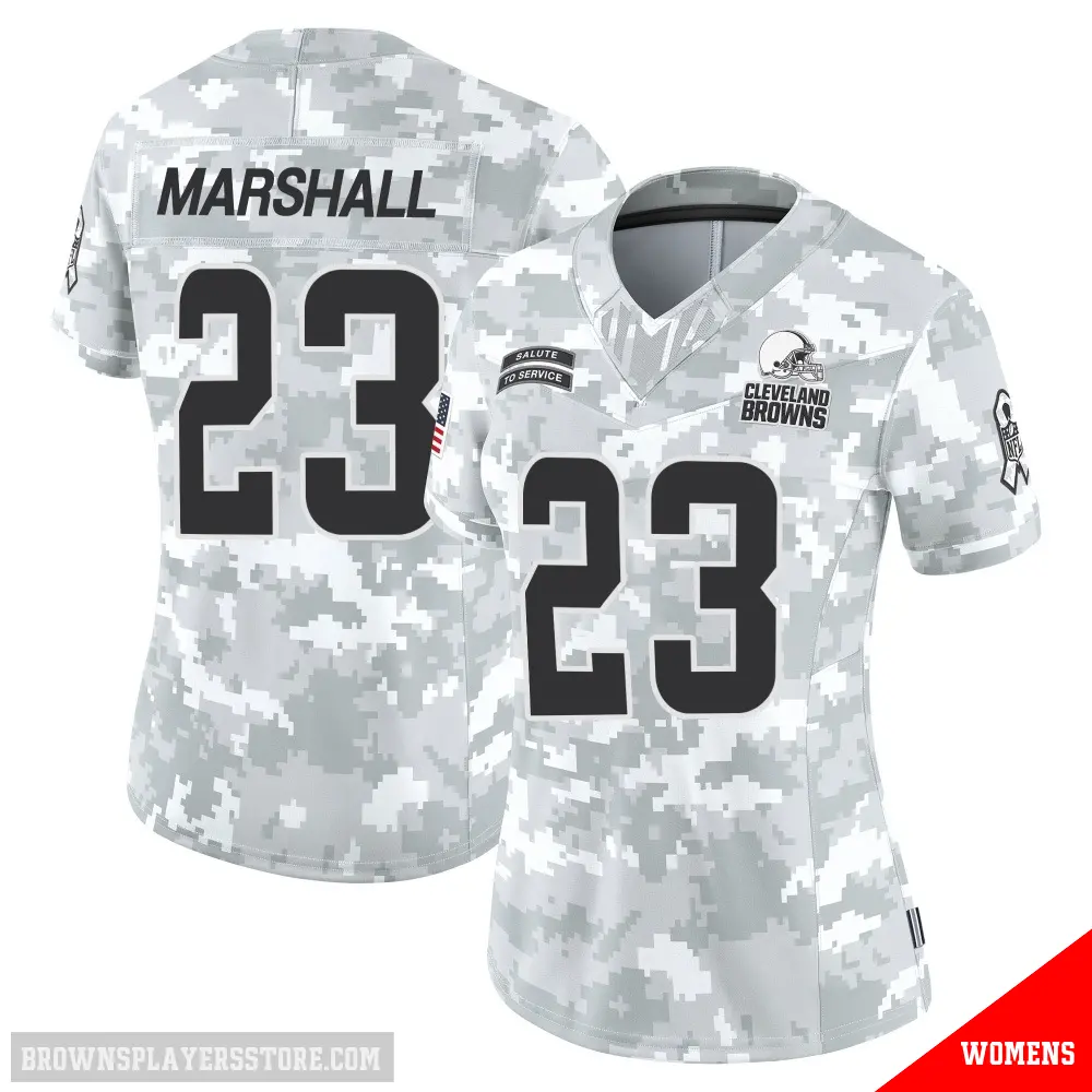＃23 Women's Ahmani Marshall Arctic Camo Limited Cleveland Browns 2024 Salute to Service Jersey