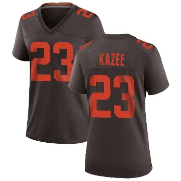 ＃23 Women's Damontae Kazee Brown Game Cleveland Browns Alternate Jersey