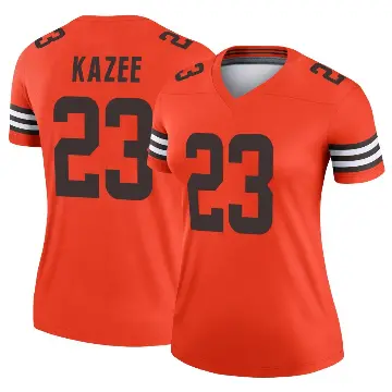 ＃23 Women's Damontae Kazee Orange Legend Cleveland Browns Inverted Jersey