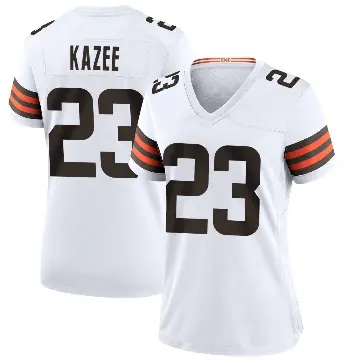 ＃23 Women's Damontae Kazee White Game Cleveland Browns Jersey