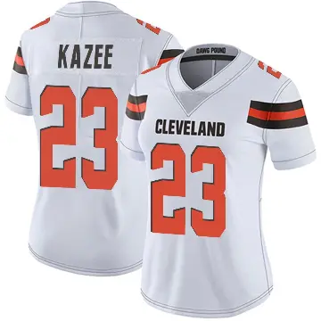 ＃23 Women's Damontae Kazee White Limited Cleveland Browns Vapor Untouchable Jersey