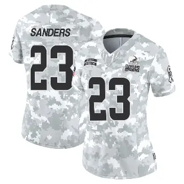 ＃23 Women's Raheim Sanders Arctic Camo Limited Cleveland Browns 2024 Salute to Service Jersey