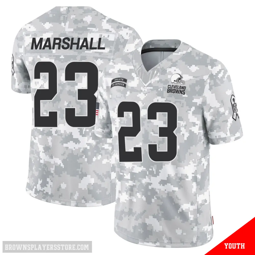 ＃23 Youth Ahmani Marshall Arctic Camo Limited Cleveland Browns 2024 Salute to Service Jersey