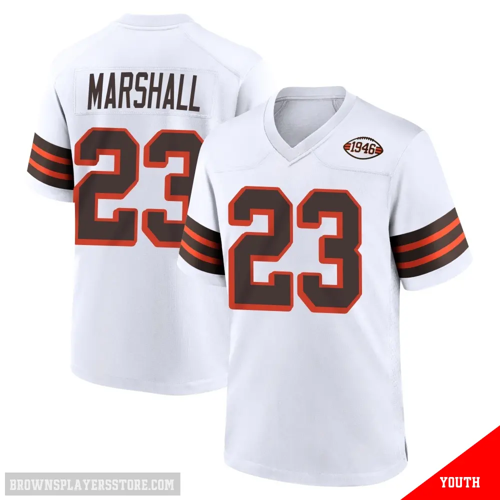 ＃23 Youth Ahmani Marshall White Game Cleveland Browns 1946 Collection Alternate Jersey