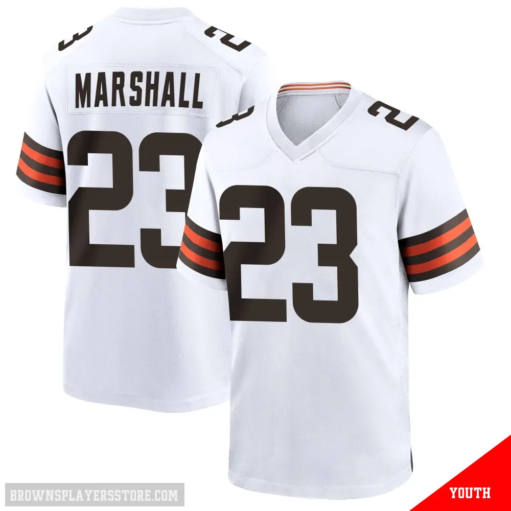 ＃23 Youth Ahmani Marshall White Game Cleveland Browns Jersey