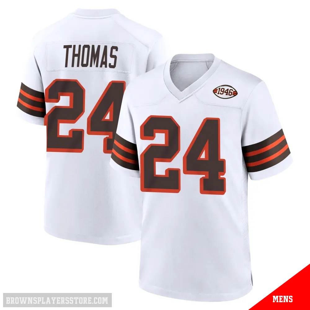 ＃24 Men's Daniel Thomas White Game Cleveland Browns 1946 Collection Alternate Jersey