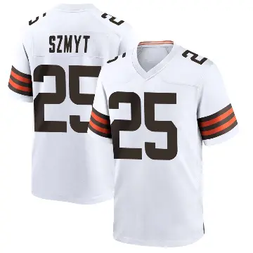 ＃25 Men's Andre Szmyt White Game Cleveland Browns Jersey
