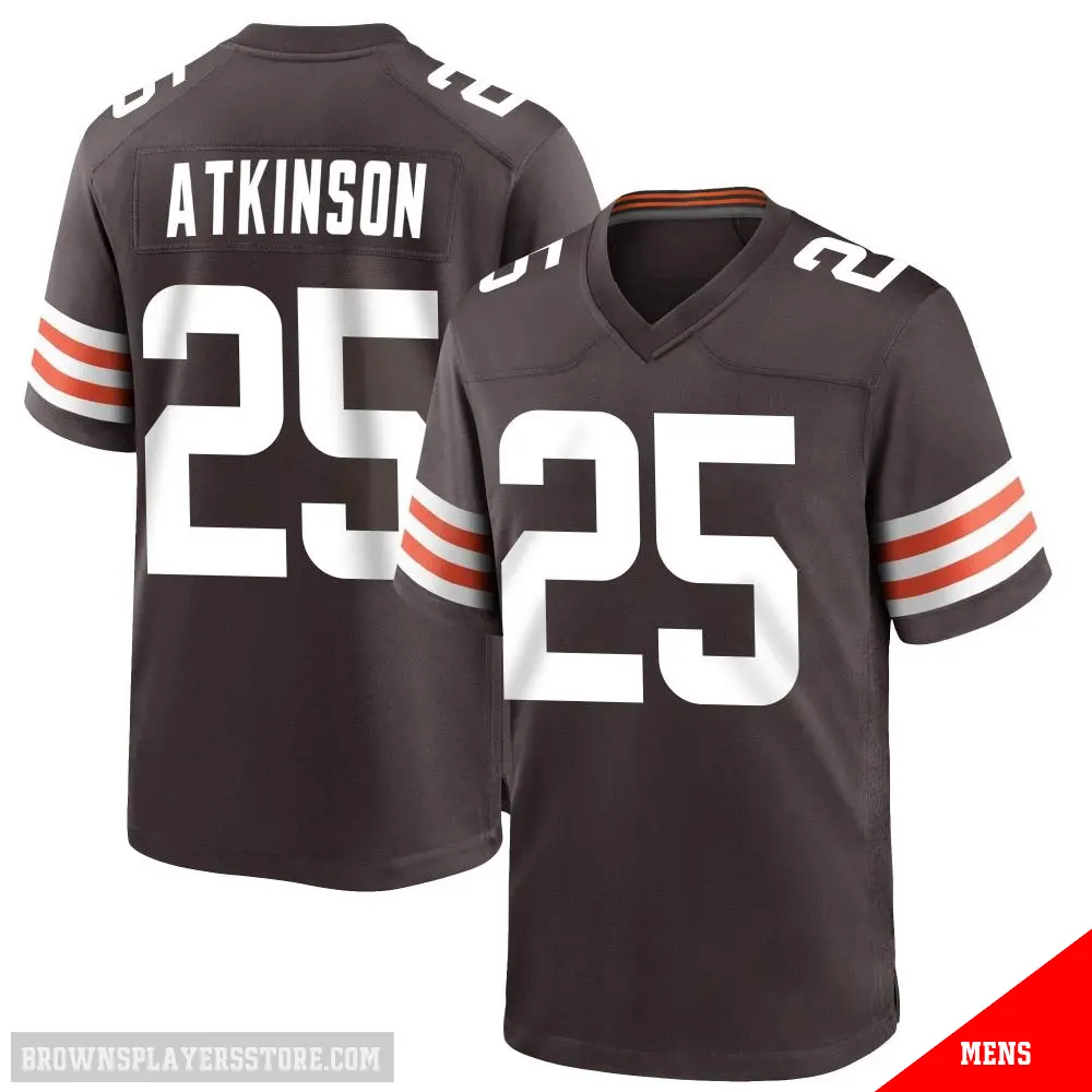 ＃25 Men's George Atkinson Brown Game Cleveland Browns Team Color Jersey