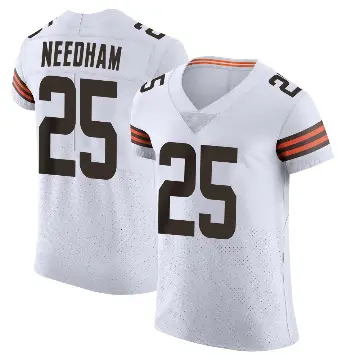 ＃25 Men's Nik Needham White Elite Cleveland Browns Vapor Jersey