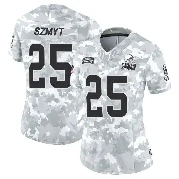 ＃25 Women's Andre Szmyt Arctic Camo Limited Cleveland Browns 2024 Salute to Service Jersey