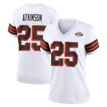 ＃25 Women's George Atkinson White Game Cleveland Browns 1946 Collection Alternate Jersey