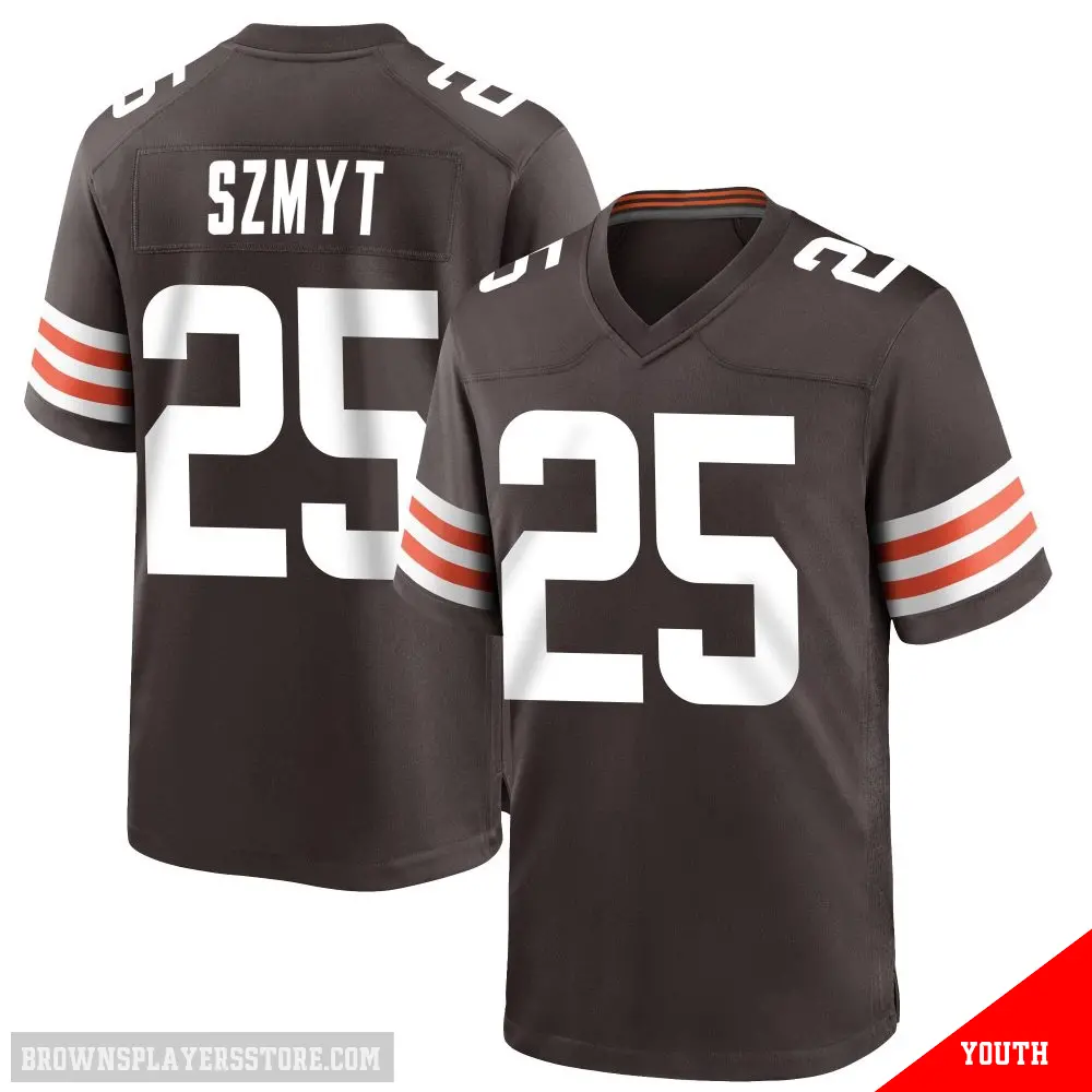 ＃25 Youth Andre Szmyt Brown Game Cleveland Browns Team Color Jersey