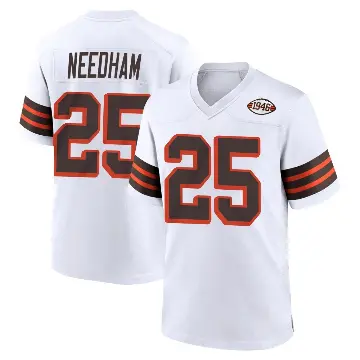＃25 Youth Nik Needham White Game Cleveland Browns 1946 Collection Alternate Jersey