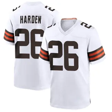 ＃26 Men's Myles Harden White Game Cleveland Browns Jersey