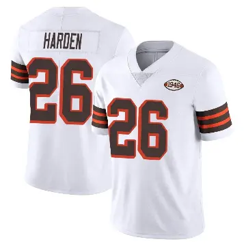 ＃26 Men's Myles Harden White Limited Cleveland Browns Vapor 1946 Collection Alternate Jersey