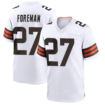 ＃27 Men's D'Onta Foreman White Game Cleveland Browns Jersey