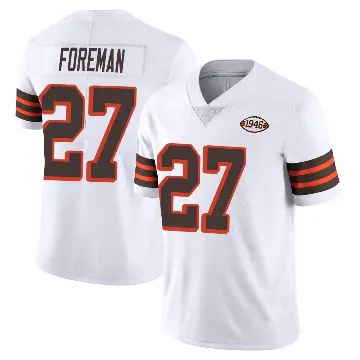 ＃27 Men's D'Onta Foreman White Limited Cleveland Browns Vapor 1946 Collection Alternate Jersey