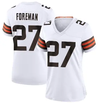 ＃27 Women's D'Onta Foreman White Game Cleveland Browns Jersey