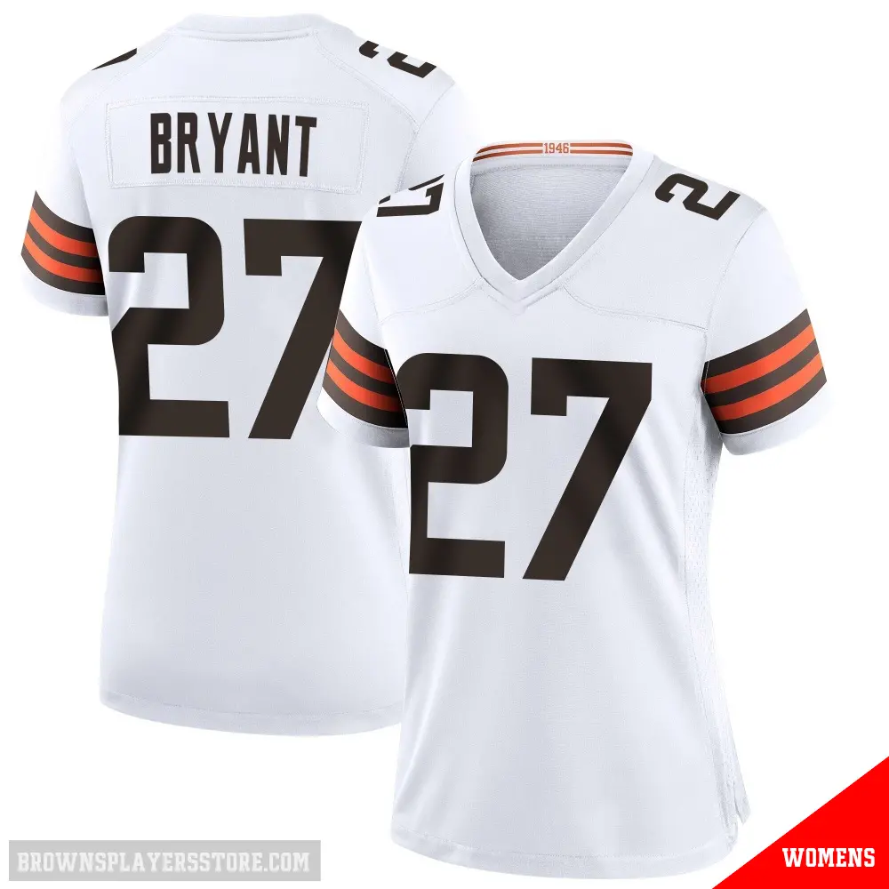 ＃27 Women's Myles Bryant White Game Cleveland Browns Jersey