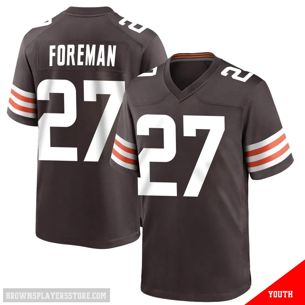 ＃27 Youth D'Onta Foreman Brown Game Cleveland Browns Team Color Jersey