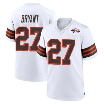 ＃27 Youth Myles Bryant White Game Cleveland Browns 1946 Collection Alternate Jersey