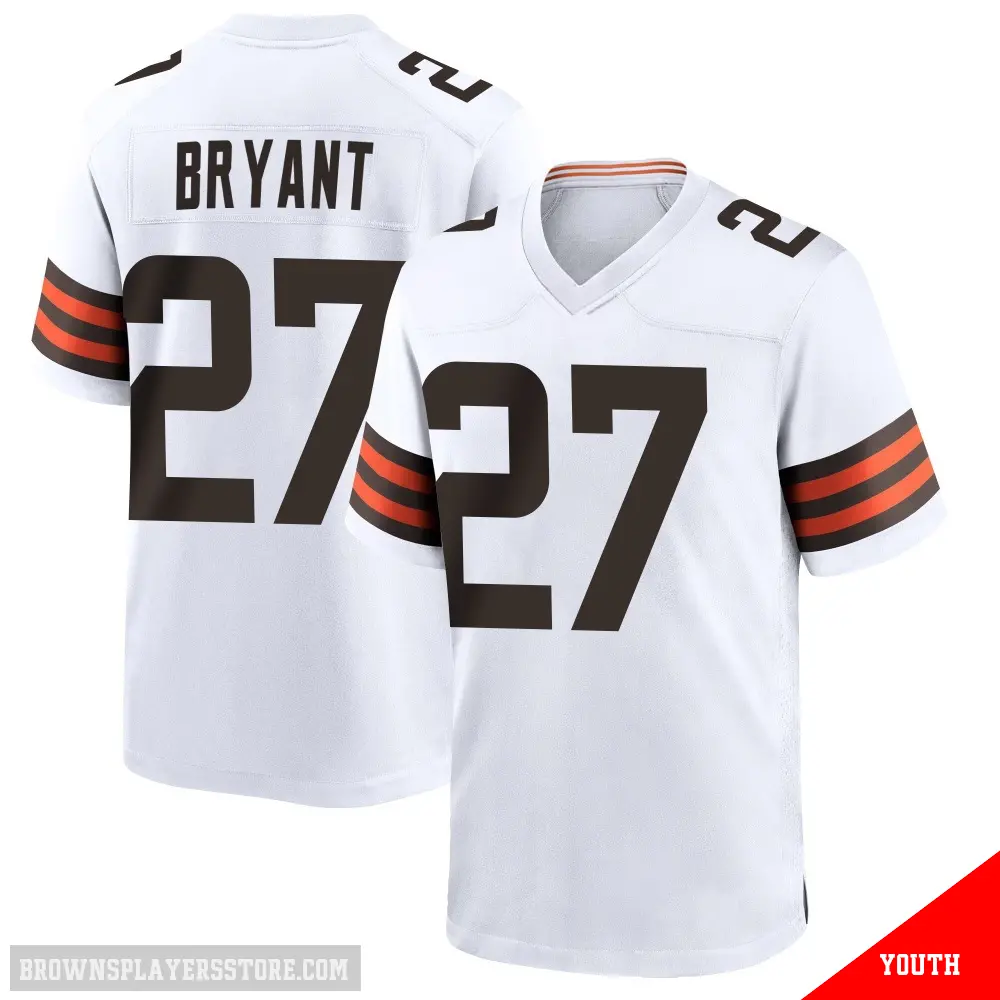 ＃27 Youth Myles Bryant White Game Cleveland Browns Jersey