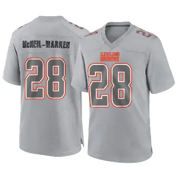 ＃28 Men's Emmanuel McNeil-Warren Gray Game Cleveland Browns Atmosphere Fashion Jersey