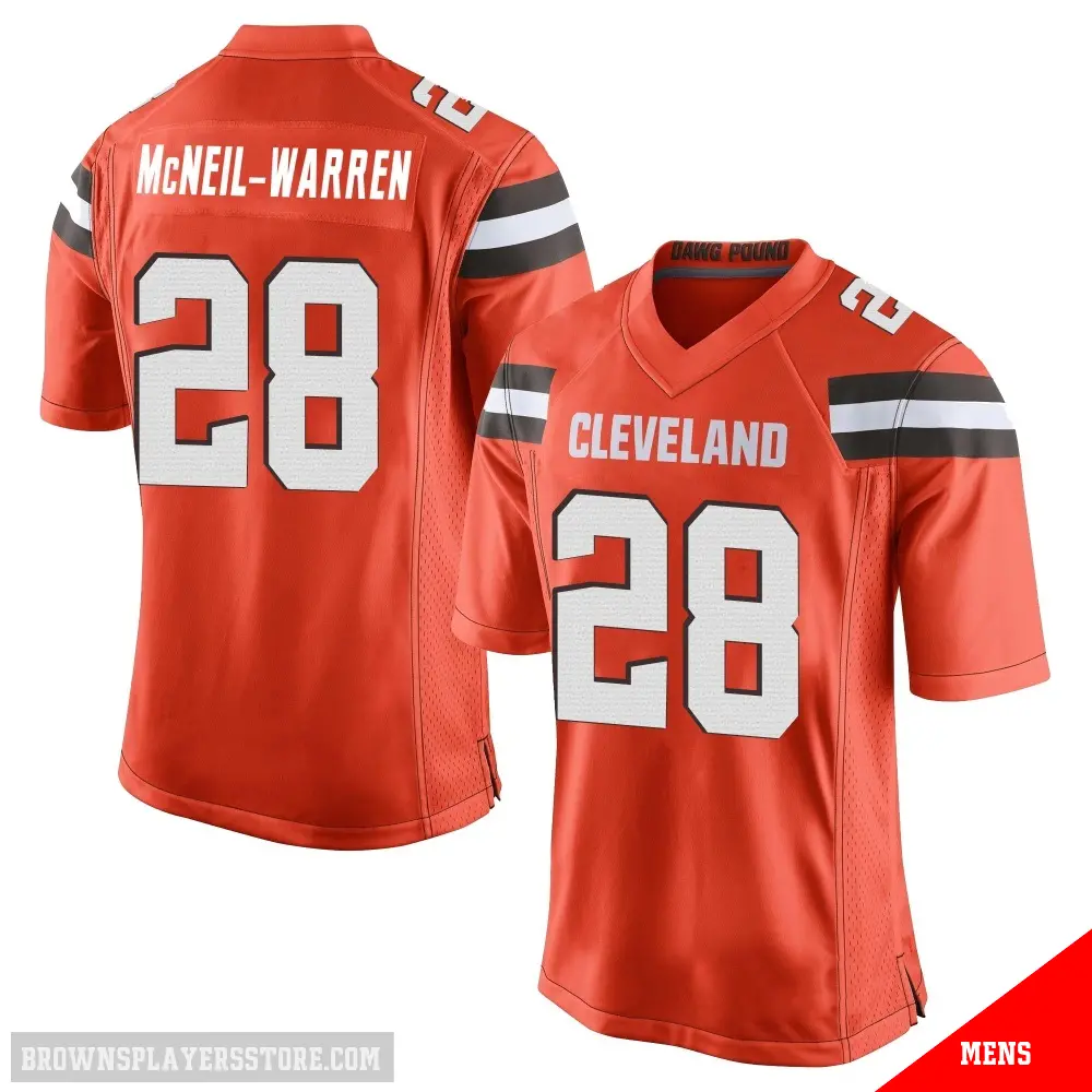 ＃28 Men's Emmanuel McNeil-Warren Orange Game Cleveland Browns Alternate Jersey