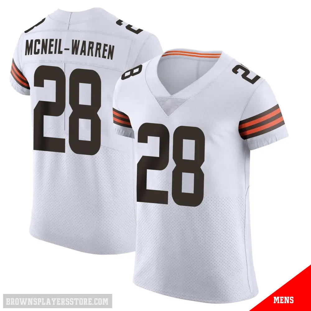 ＃28 Men's Emmanuel McNeil-Warren White Elite Cleveland Browns Vapor Jersey