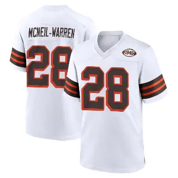 ＃28 Men's Emmanuel McNeil-Warren White Game Cleveland Browns 1946 Collection Alternate Jersey