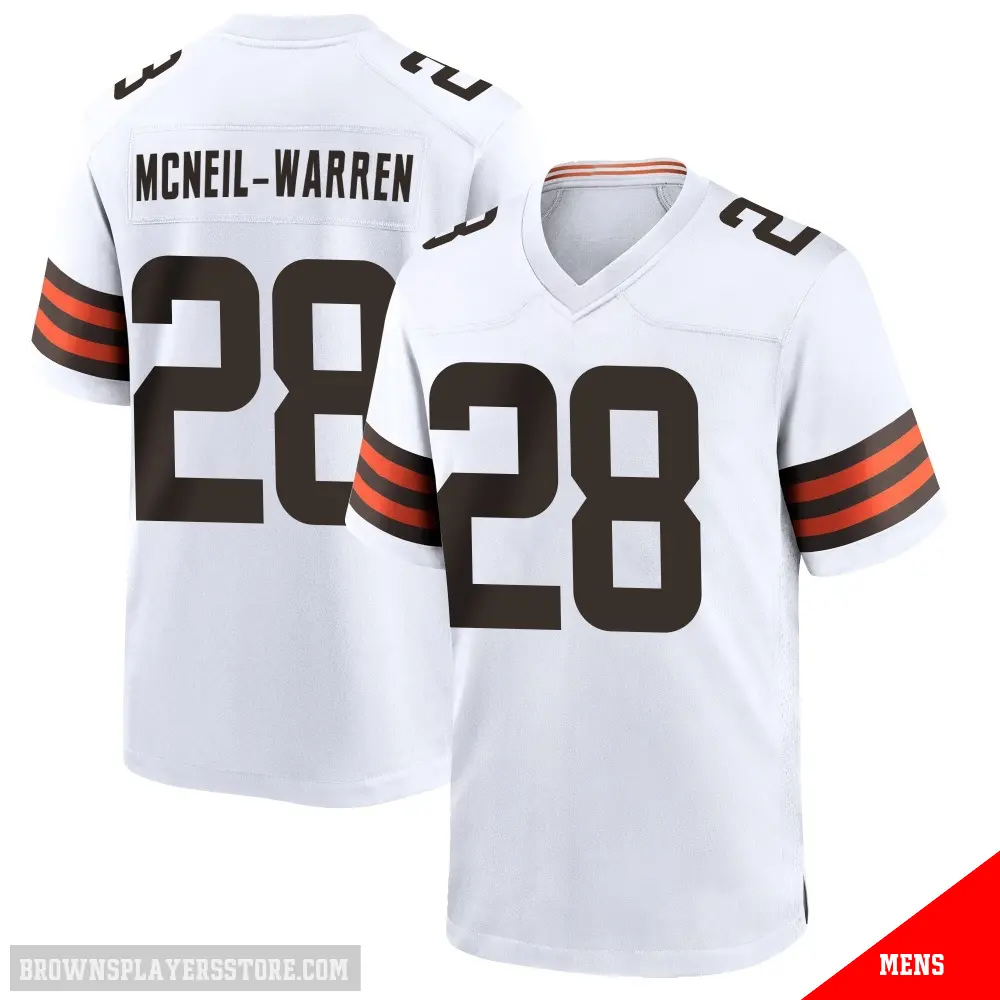 ＃28 Men's Emmanuel McNeil-Warren White Game Cleveland Browns Jersey