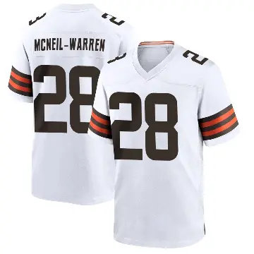 ＃28 Men's Emmanuel McNeil-Warren White Game Cleveland Browns Jersey