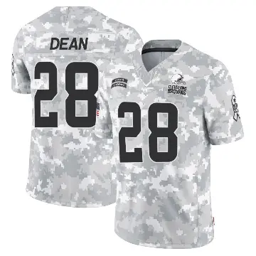 ＃28 Men's Trey Dean III Arctic Camo Limited Cleveland Browns 2024 Salute to Service Jersey