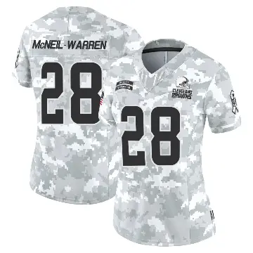 ＃28 Women's Emmanuel McNeil-Warren Arctic Camo Limited Cleveland Browns 2024 Salute to Service Jersey