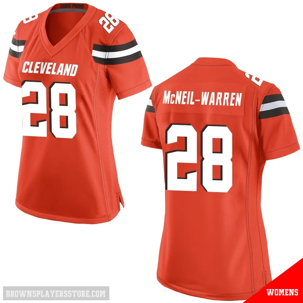 ＃28 Women's Emmanuel McNeil-Warren Orange Game Cleveland Browns Alternate Jersey