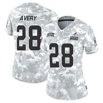 ＃28 Women's Tre Avery Arctic Camo Limited Cleveland Browns 2024 Salute to Service Jersey