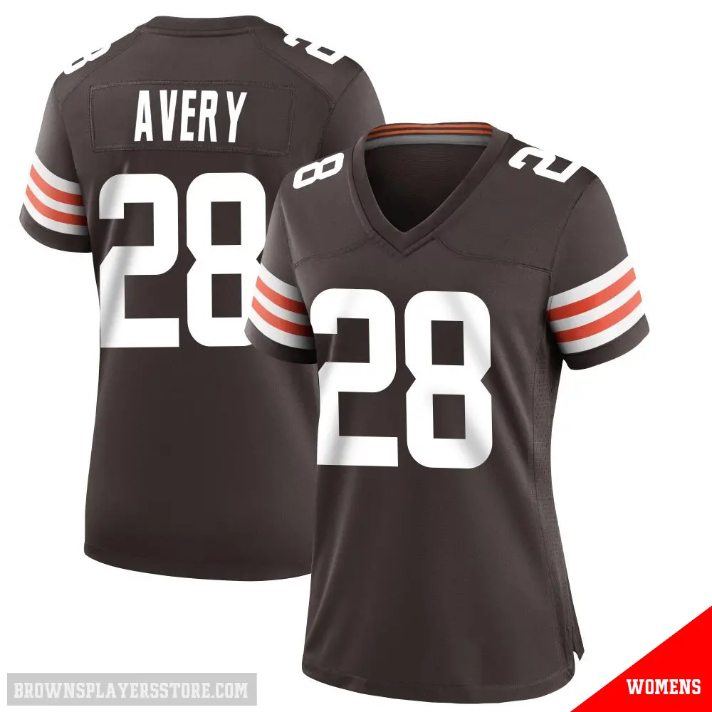 ＃28 Women's Tre Avery Brown Game Cleveland Browns Team Color Jersey