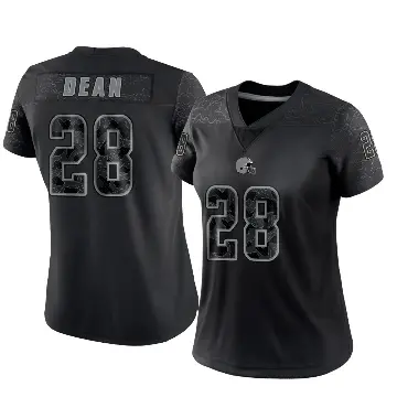 ＃28 Women's Trey Dean III Black Limited Cleveland Browns Reflective Jersey